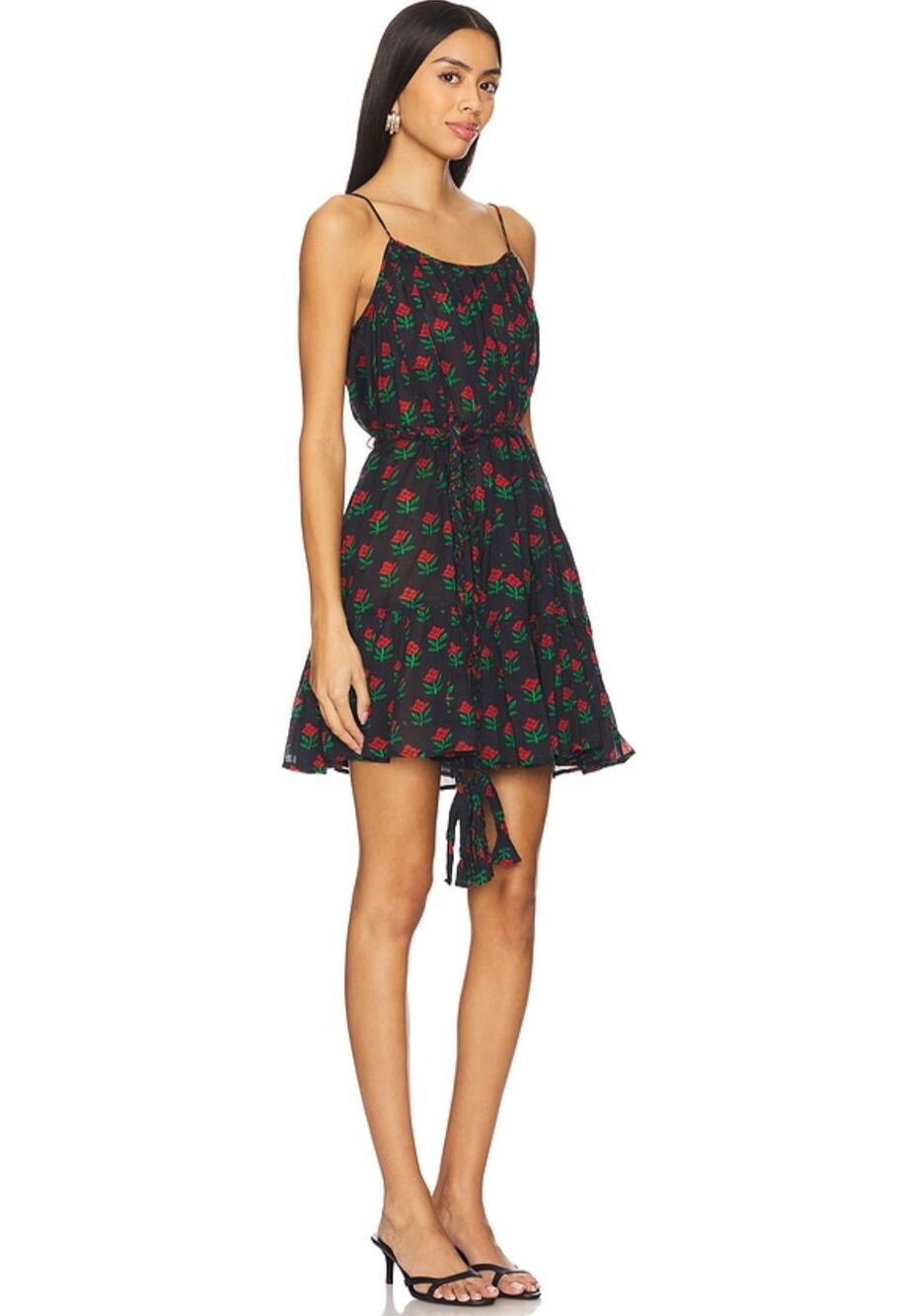 Rhode Nala Black Floral Mini Swing Dress Coastal Vacation Women's XS